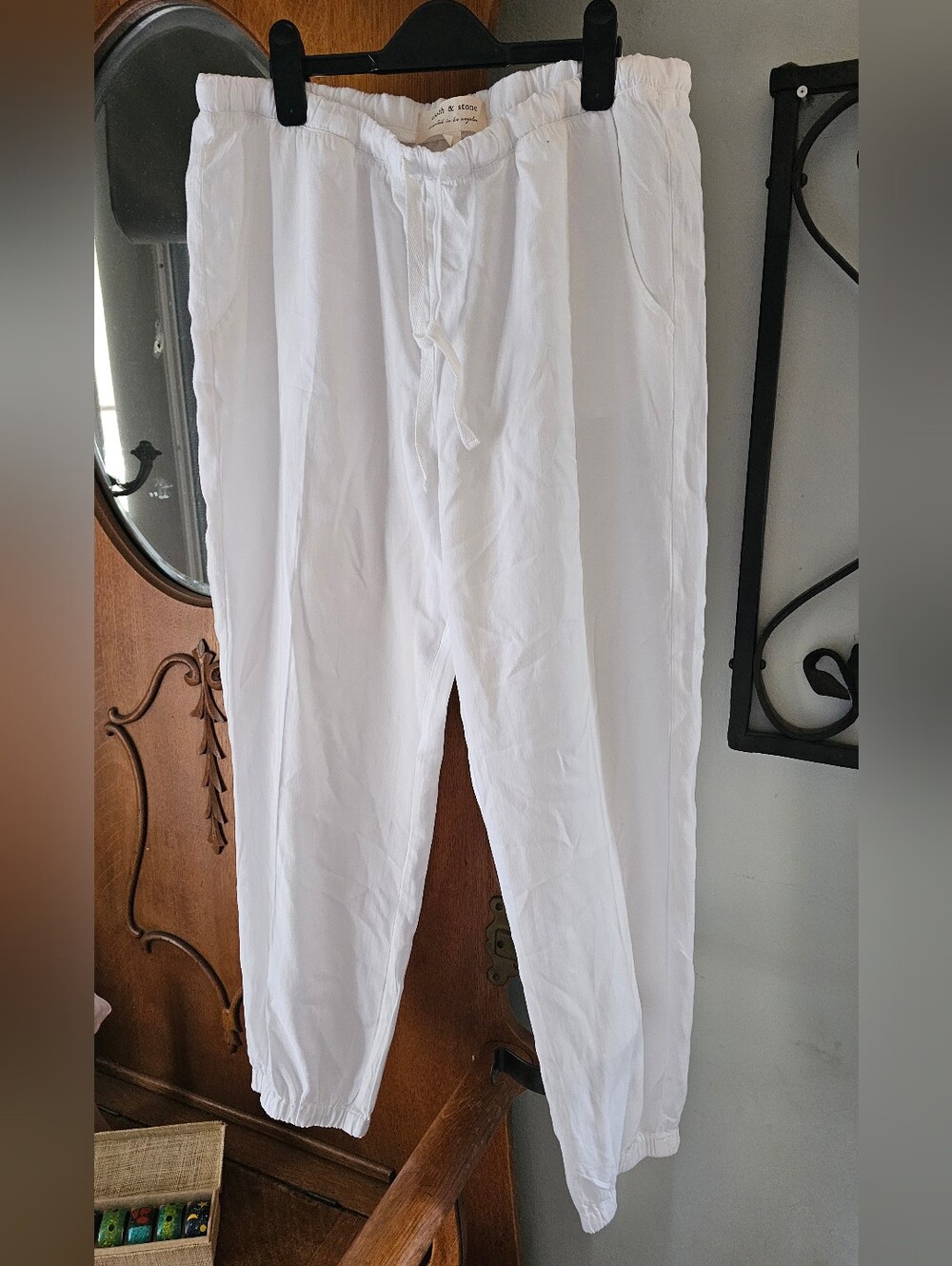 Cloth & Stone White Drawstring Jogger Pants Size L Soft Lyocell Tencel Feel